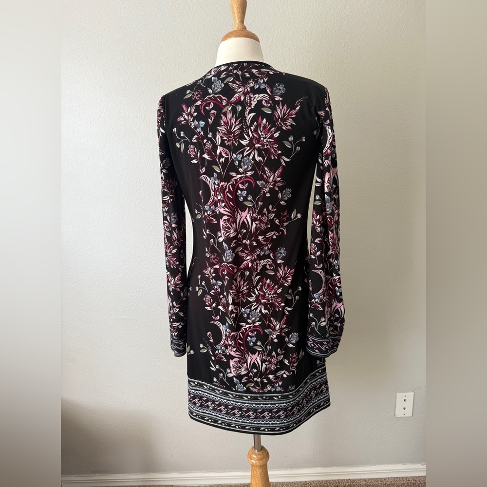 White House Black Market Floral Border Print Long Sleeve Dress – Size M - Picture 4 of 5